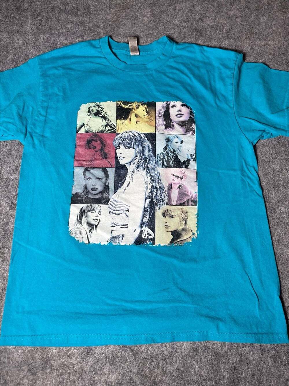 Taylor Swift The Eras Tour Graphic T-Shirt Teal Blue Size L